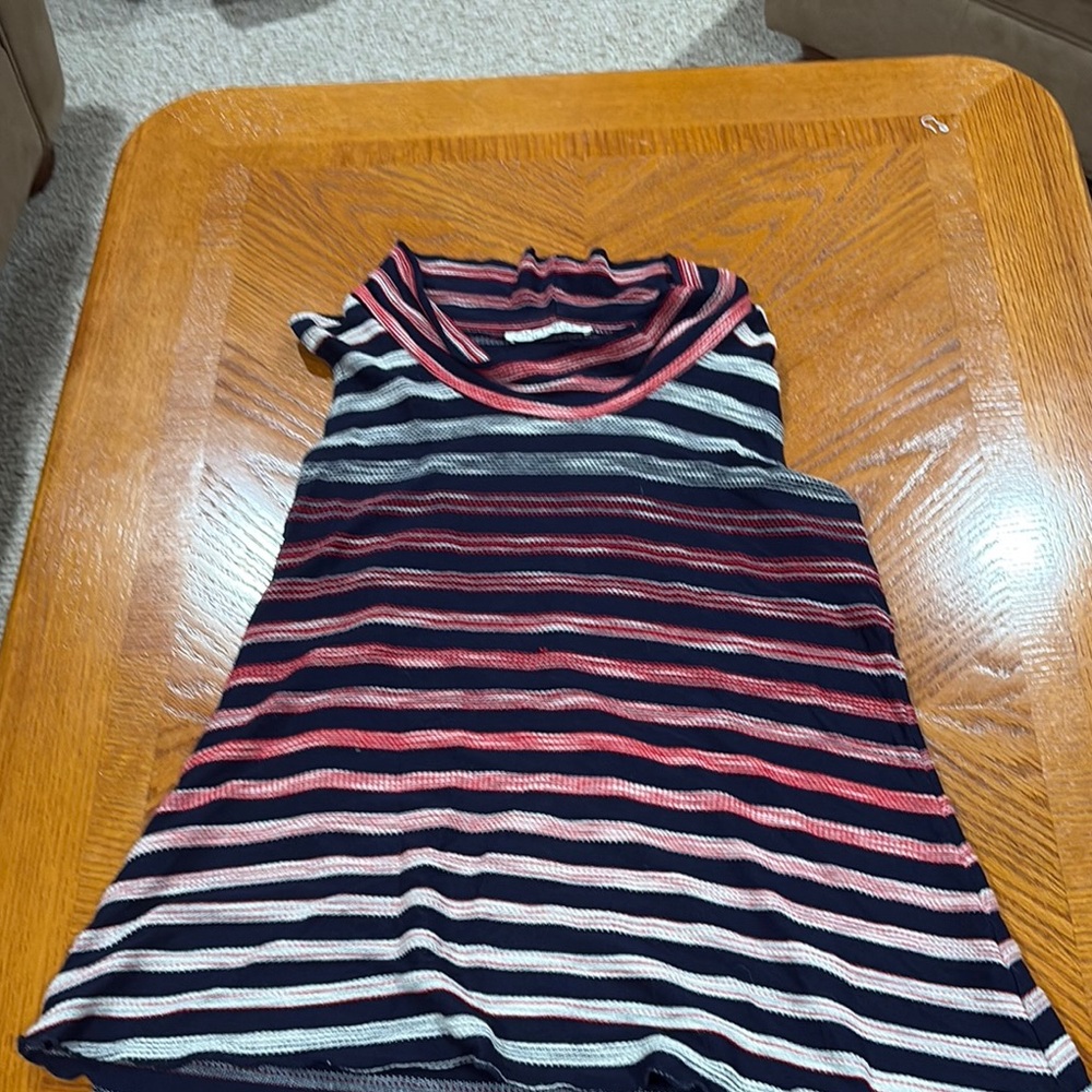 SNO SKINS Navy and Red Striped Top